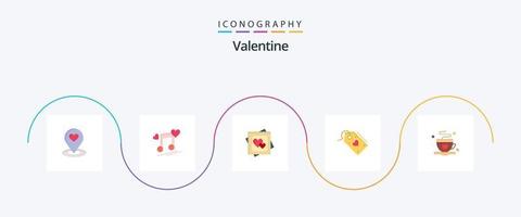 pacote de ícones plana 5 dos namorados, incluindo amor. dia dos namorados. amor. namorados. amor vetor