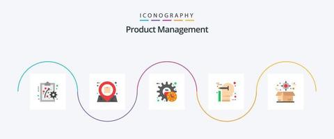 pacote de ícones plano de gerenciamento de produtos 5, incluindo mente. pensamento. administrador. ideia. tempo vetor