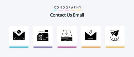pacote de ícones de glifo 5 de e-mail, incluindo carta. e-mail. e-mail. recuperar. e-mail. design de ícones criativos vetor