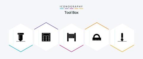 pacote de ícones de 25 glifos de ferramentas, incluindo . arquitetura. . empate vetor