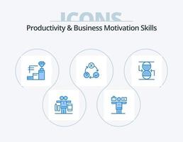 produtividade e habilidades de motivação de negócios ícone azul pack 5 design de ícones. . eficaz. diário. ao controle. realização vetor