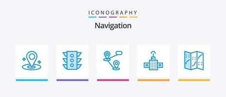 pacote de ícones de navegação azul 5, incluindo . navegação. GPS. mapa. navegação. design de ícones criativos vetor