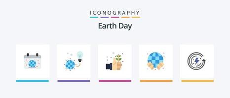 pacote de ícones do dia da terra plano 5, incluindo seguro. globo. lâmpada elétrica. terra. seguro. design de ícones criativos vetor