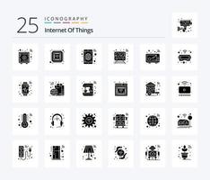 internet das coisas 25 pacote de ícones de glifo sólido, incluindo conectar. trem. aplicativo. inteligente. Internet vetor