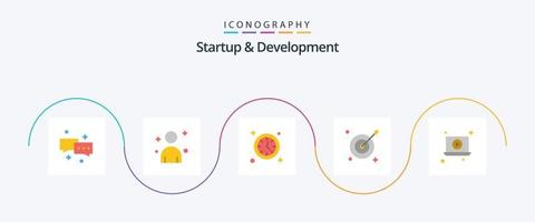 pacote de ícones plano de inicialização e desenvolvimento com 5, incluindo . vídeo. relógio. jogar. seta vetor