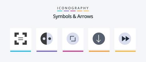 símbolos e setas flat 5 icon pack incluindo setas para a direita. seta para a direita. círculo. seta. símbolo. design de ícones criativos vetor