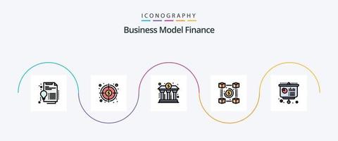 linha de finanças cheia de pacote de ícones de 5 planos, incluindo pp. alvo. blockchain. poder vetor