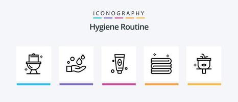 linha de rotina de higiene 5 pacote de ícones incluindo . face. produtos. Cosmético. lavar. design de ícones criativos vetor