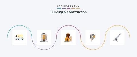 edifício e construção flat 5 icon pack incluindo medida. medindo. Hostel. escritório. real vetor