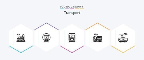 pacote de ícones de 25 linhas de transporte, incluindo transporte. inteligente. transporte. esperto. quad vetor