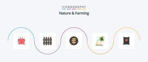 natureza e agricultura plana 5 pacote de ícones incluindo comida. mais alegre. crescer. natureza. agricultura vetor