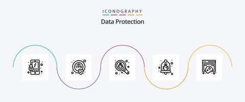 pacote de ícones da linha 5 de proteção de dados, incluindo dados. conformidade. procurar. segurança. Sino vetor