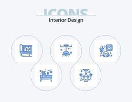 design de ícones azul do pacote de 5 ícones de design de interiores. decorar. lâmpada. decorar. cozinha. projeto vetor
