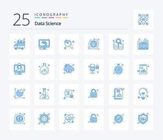 ciência de dados 25 pacote de ícones de cor azul, incluindo dados. recuperação. procurar. dirigir. processo de dados vetor