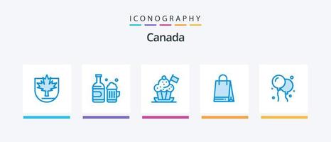 Pacote de ícones do Canadá azul 5, incluindo voar. Canadá. chefe de cozinha. compras. bandeira. design de ícones criativos vetor