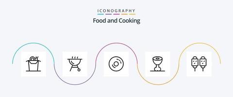 pacote de ícones da linha de alimentos 5, incluindo comida de rua. comida. comida. cachorro. carne vetor