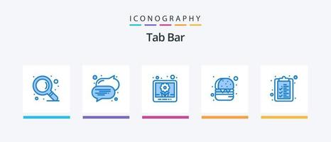 pacote de ícones azul 5 da barra de guias, incluindo . fotos. lista. lista de controle. design de ícones criativos vetor