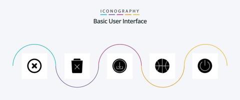 pacote básico de ícones do glifo 5, incluindo desligado. rede. aplicativo. definir. básico vetor