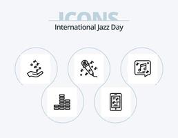 ícone da linha do dia internacional do jazz pack 5 design de ícones. coleção. piano. festa. música. música vetor