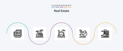 pacote de ícones da linha 5 de imóveis, incluindo casa. sol . Estado. casa vetor