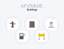 edifícios ícone plano pack 5 design de ícone. metro. porta de casa. navegação. lar. porta vetor
