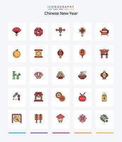 ano novo chinês criativo pacote de ícones cheios de 25 linhas, como ano novo. novo. ano Novo. chinês. chinês vetor