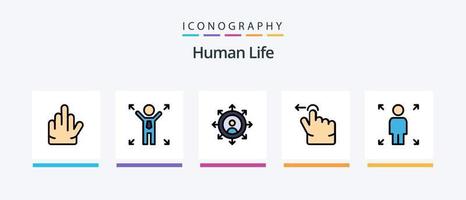 linha humana cheia de 5 ícones incluindo . quebra-cabeça. afirmativo. feito. design de ícones criativos vetor