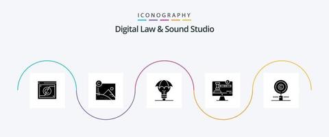 lei digital e pacote de ícones de glyph 5 de estúdio de som, incluindo lei. direito autoral. protegido por direitos autorais. direito autoral. ideia vetor