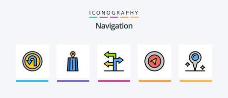 linha de navegação cheia de 5 ícones incluindo explorar. trancar. localização. localização. viagem. design de ícones criativos vetor