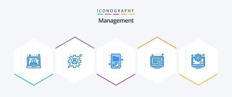 gerenciamento 25 pacote de ícones azul, incluindo gerenciamento. negócios. crescimento. tela. contente vetor