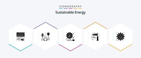 pacote de ícones de 25 glifos de energia sustentável, incluindo . óleo. direção. indústria. energia vetor
