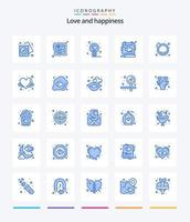 pacote de ícones azul de amor criativo 25, como noivado. coração. romântico. evento. namorados vetor