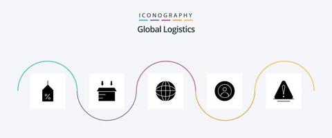 pacote de ícones de glyph 5 de logística global, incluindo perigo. mundo. localização. do utilizador. global vetor