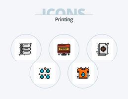 linha de impressão cheia de ícones do pacote 5 design de ícones. arquivo. cor. plantar. amostra. paleta de cores vetor