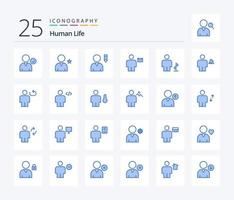 pacote de ícones humanos de 25 cores azuis, incluindo direção. avatar. perfil. carta. envelope vetor