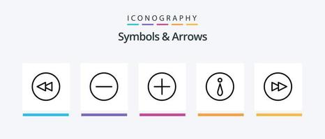símbolos e setas linha 5 pacote de ícones incluindo . certo. abaixo. seta. design de ícones criativos vetor