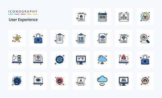 Pacote de ícones de estilo preenchido com 25 linhas de experiência do usuário vetor