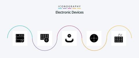 pacote de ícones de glifo 5 de dispositivos, incluindo equipamento. computador. tempo todo. tecnologia. filme vetor