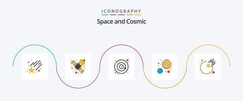 pacote de ícones do espaço plano 5, incluindo . meteoro. órbita. astronomia. planetas vetor