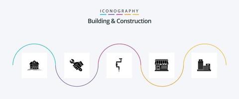 pacote de ícones de construção e glifo 5, incluindo loja. on-line. mão. comprar. ferramenta vetor