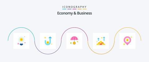 pacote de ícones plana 5 de economia e negócios, incluindo desenvolvimento. finança. dinheiro. finança vetor