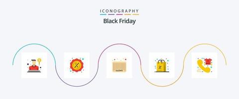 Black Friday Flat 5 Icon Pack, incluindo comércio. compras. bar. compras. desconto vetor