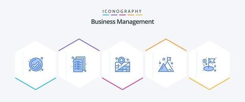 gerenciamento de negócios 25 pacote de ícones azuis, incluindo negócios. dólar. localização. missão. empresa vetor