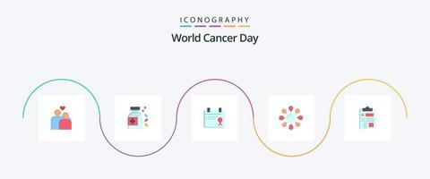 pacote de ícones plana 5 do dia mundial do câncer, incluindo mundo. Operação. medicamento. amor. dia vetor