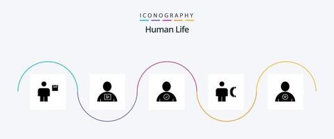 pacote de ícones do glifo humano 5, incluindo informações. chamar. reprodução. corpo. do utilizador vetor