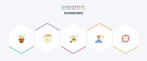 investimento 25 pacote de ícones planos, incluindo . investimento. mão. dólar. escritório vetor