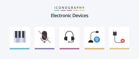 dispositivos flat 5 icon pack incluindo desconectado. cordão. apoiar. computadores. hardware. design de ícones criativos vetor