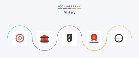 pacote de ícones militar plano 5 incluindo soldado. distintivo. um. exército. medalha vetor