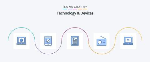 pacote de ícones de dispositivos azuis 5, incluindo . dispositivos. computador portátil vetor