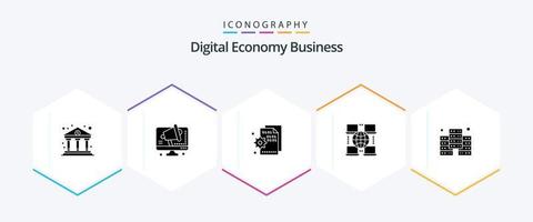 pacote de ícones de 25 glifos de negócios de economia digital, incluindo economia. negócios. navegador. digital. contexto vetor